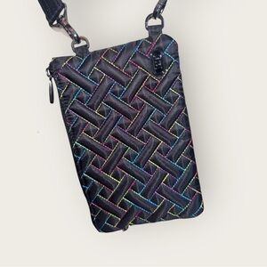 Lug Black Rainbow Stitch Peekaboo Crossbody/Wristlet Bag Wallet clear phone NWOT